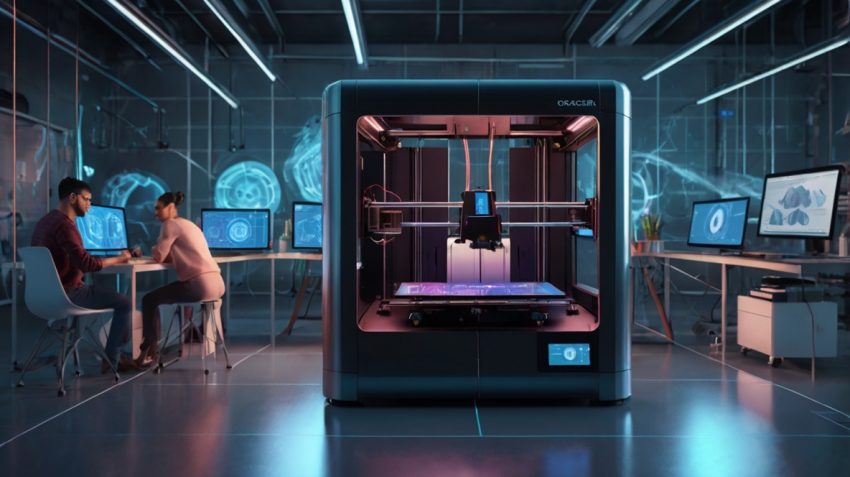 AI-generated visualization of the 3D printing community embracing open-source solutions like OrcaSlicer, breaking down fragmentation and fostering collaboration