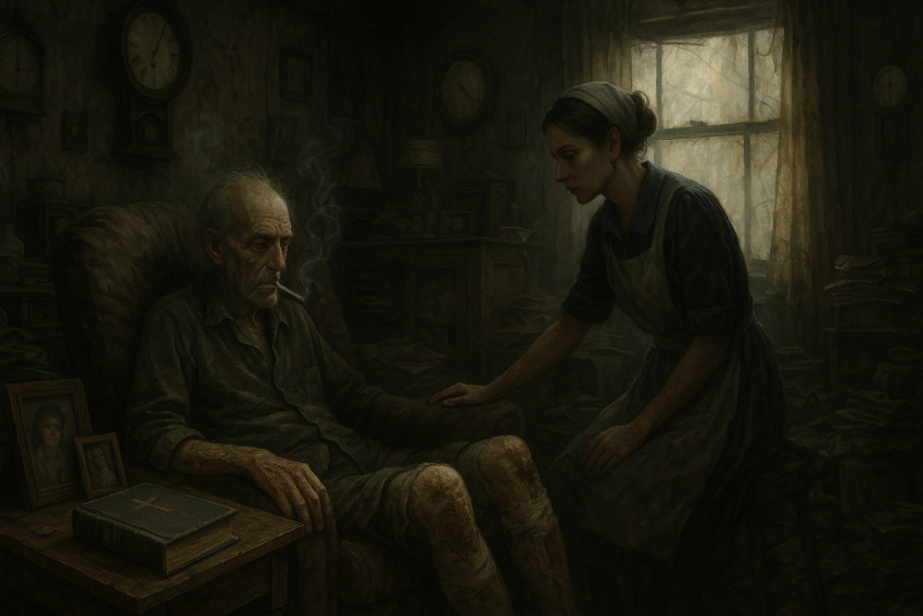 A glimpse inside James’s world: decay, regret, and the faint light of hope.