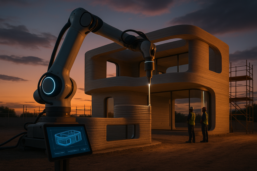 Futuristic 3D Printed House Under Construction