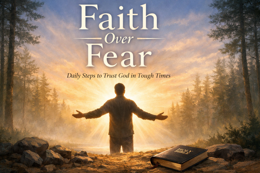 A person meditating in a serene landscape